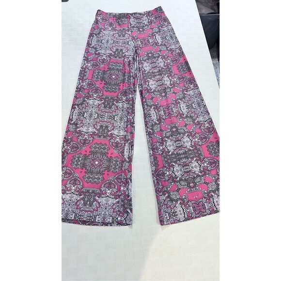 CHICOS PINK BROWN PALAZZO PANTS SIZE 8-10 - Picture 1 of 8